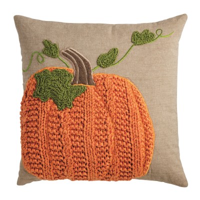 18" Sq Orange Pumpkin Decorative Fall Pillow