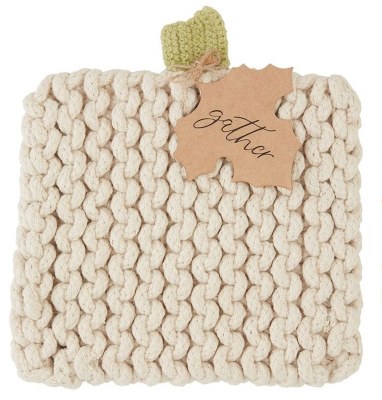8" Orange Pumpkin Cotton Trivet by Mud Pie