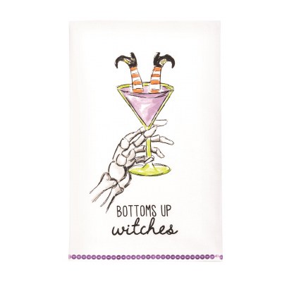 26" x 17" "Bottoms Up Witches" Halloween Kitchen Towel by Mud Pie