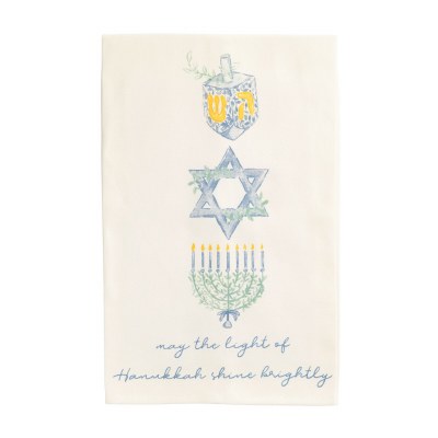 26" x 17" "May The Light of Hanukkah Shine Brightly" Hanukkah Icons Kitchen Towel by Mud Pie