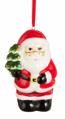 3.5" Red Santa Ceramic Ornament