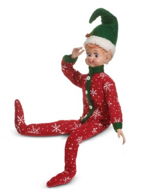 16" Elf in Red Pajamas