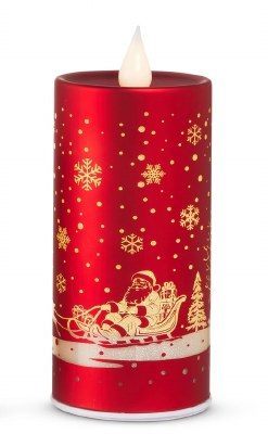 7.5" LED Red Santa Spinning Glass Candle