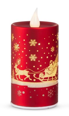 6" LED Red Santa Spinning Glass Candle