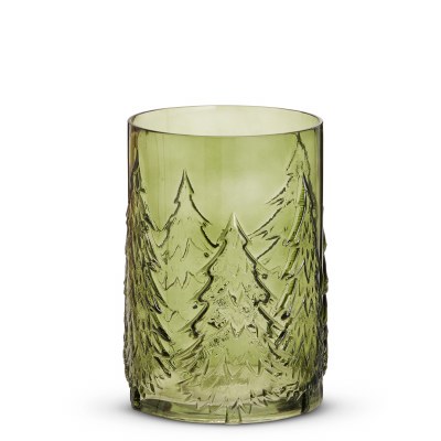 8.5" Green Tree Glass Hurricane