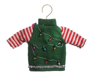 6.5" Green and Red Ugly Sweater Ornament