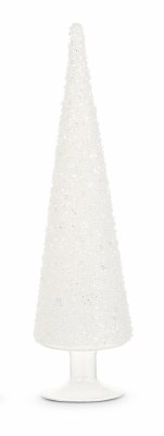 14" White Ice Glass Cone Tree