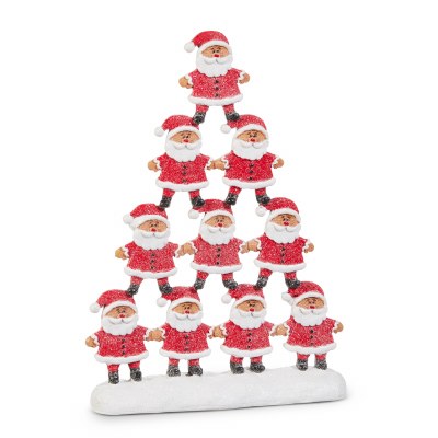 10" Polyresin Red Gingerbread Santa Pyramid