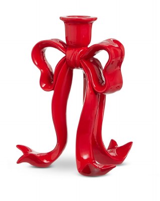 8" Red Bow Taper Candle Holder