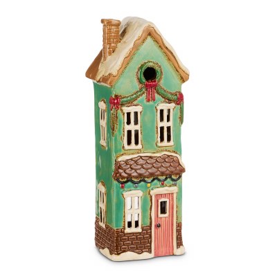 11" Teal House Ceramic Tealight Holder