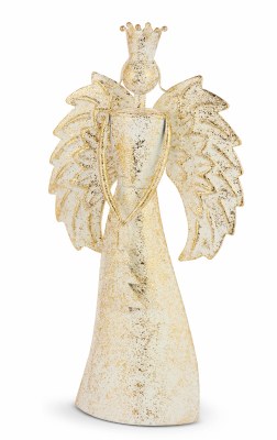 17" Ivory and Gold Metal Angel