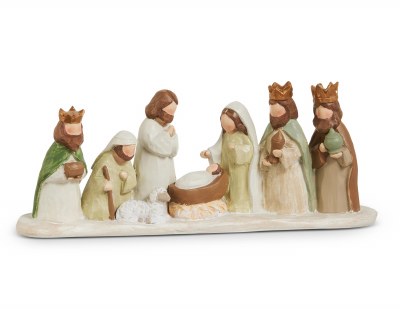 4" Green and Brown Nativity Scene