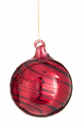 3" Red Swirl Diamond Glass Ornament