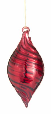 5" Red Swirl Diamond Glass Ornament