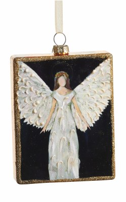 4" Angel Hands Down Glass Ornament