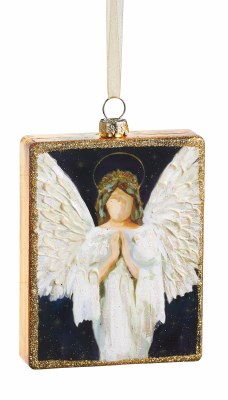 4" Angel Praying Hands Glass Ornament
