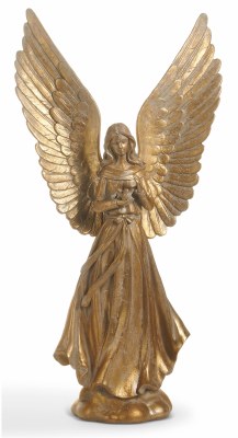 20" Gold Polyresin Angel With Bird
