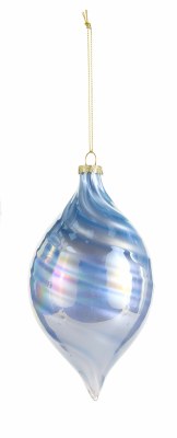 6" Blue Iridescent Swirl Diamond Glass Ornament
