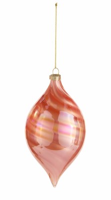 6" Pink Iridescent Swirl Diamond Glass Ornament