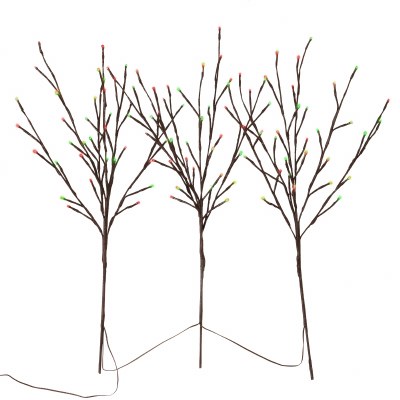 28" Three Connected Faux Brown Branches With Red and Green LED