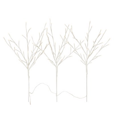 28" Three Connected Faux White Branches With White LED