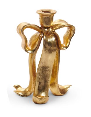 9" Gold Bow Taper Candle Holder