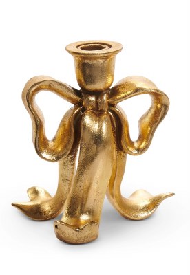 6.5" Gold Bow Taper Candle Holder