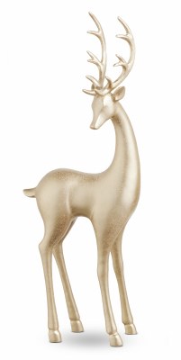 16" Platinum Reindeer With Its Head Turned Polyresin Figurine