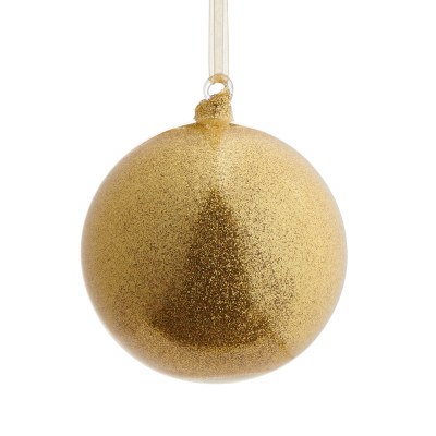 4" Gold Glitter Ball Glass Ornament