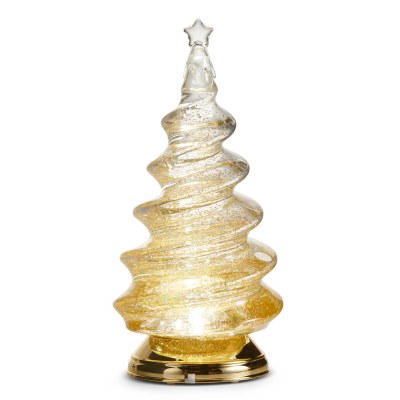 12" LED Gold Glitter Swirl Tree