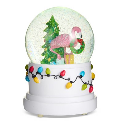 6" LED Flamingo Glitter Swirl Globe