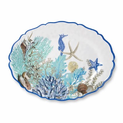 18" Oval Blue Lagoon Melamine Serving Platter