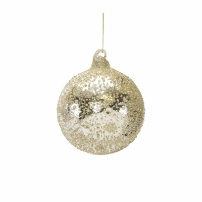 4" Silver Textured Glass Ball Christmas Tree Ornament