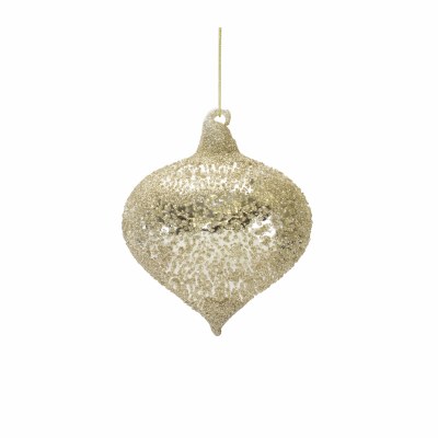 4" Silver Textured Glass Onion Christmas Tree Ornament