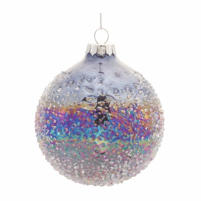 3" Round Dark Iridescent Glass Ball Christmas Tree Ornament