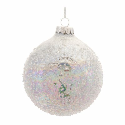 3" Round Light Iridescent Glass Ball Christmas Tree Ornament