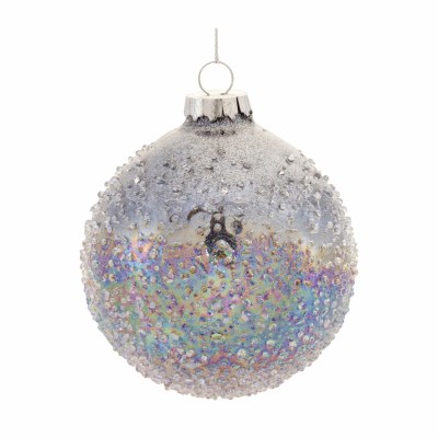 3" Round Medium Iridescent Glass Ball Christmas Tree Ornament