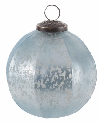4" Light Blue Ball Glass Christmas Tree Ornament