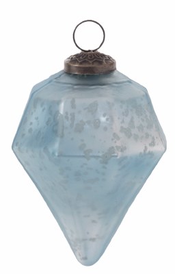 4" Light Blue Diamond Glass Christmas Tree Ornament