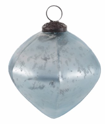 4" Light Blue Onion Glass Christmas Tree Ornament