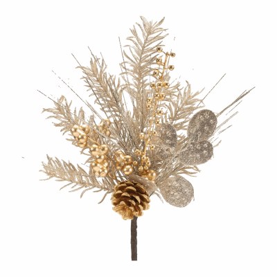 20" Faux Silver and Gold Mixed Pine Spray