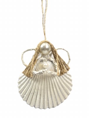 4" White Shell Angel Ornament