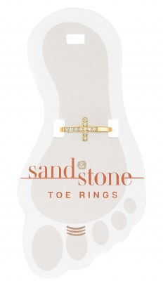 Gold Toned Cubic Zirconia Cross Toe Ring