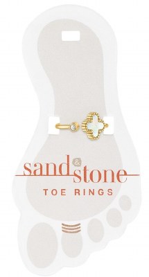 Gold Toned Mini Cubic Zirconia and Quatrafoil Toe Ring