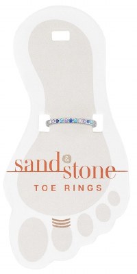 Silver Toned Thin Multi Blues Toe Ring