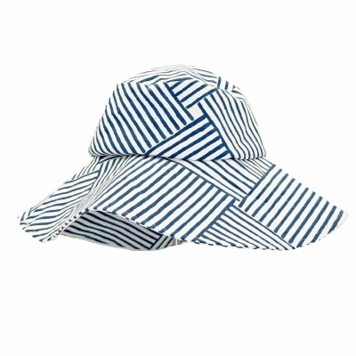 Dark Blue Lines Wide Brim Sun Hat
