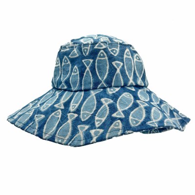 Blue Fish Wide Brim Sun Hat