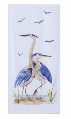 28" x 18" Blue Herons Dual Purpose Terry Cloth Kitchen Towel