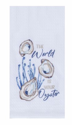 28" x 18" "The World Is Your Oyster" Waffle Weave Kitchen Towel