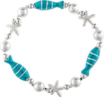 Silver Toned and Blue Fish and Sealife Bracelet